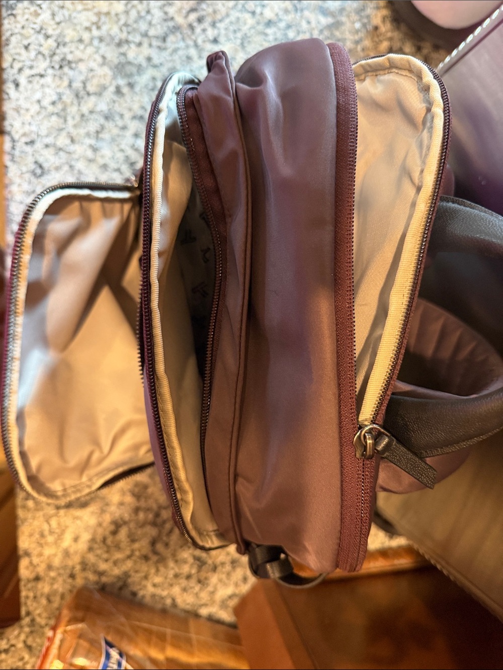Tumi Women's Eggplant Nylon Backpack with Titanium-Tone Zipper Accents - Picture 4 of 13